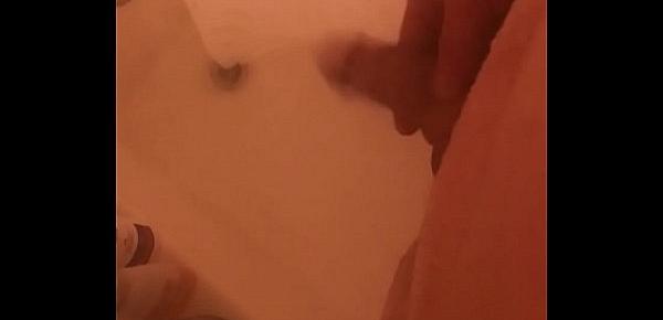  jerking off in the hot shower warm cock balls